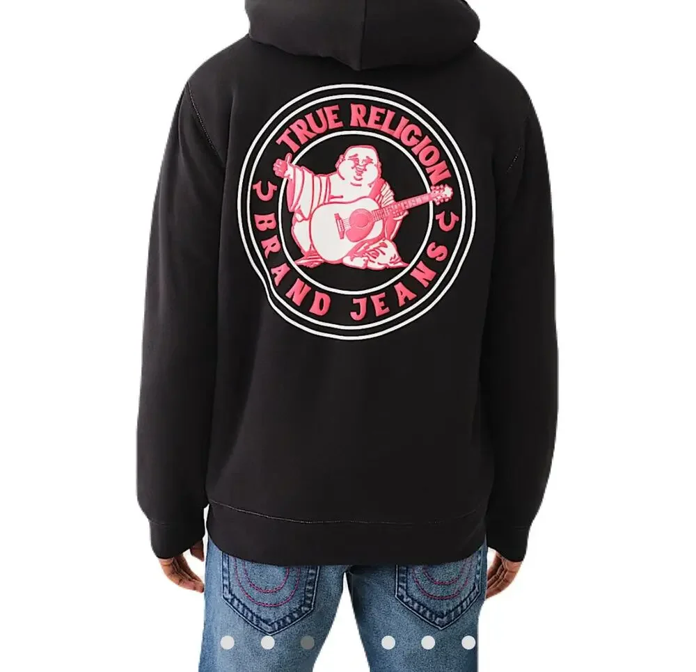 True Religion Buddha Guitar Graphic Full Zip Hoodie Black Men’s Large